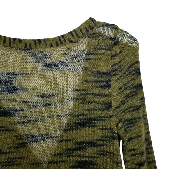 Free People FP BEACH Moss Green Mohair Tiger Stripe Cardigan Size M - Picture 8 of 12